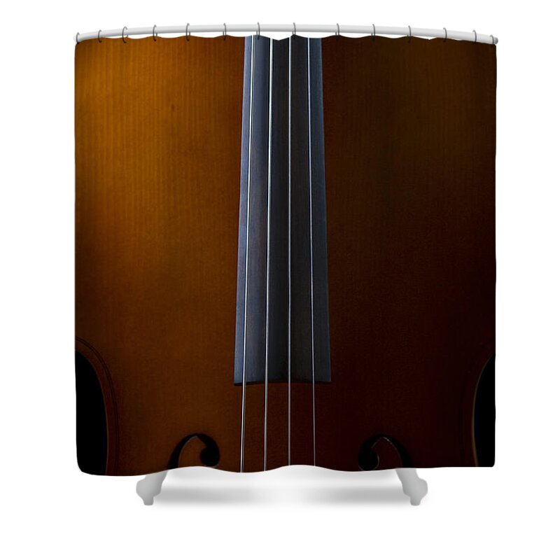 Light Shower Curtain featuring the photograph Close Up Of Cello by Kent Smith