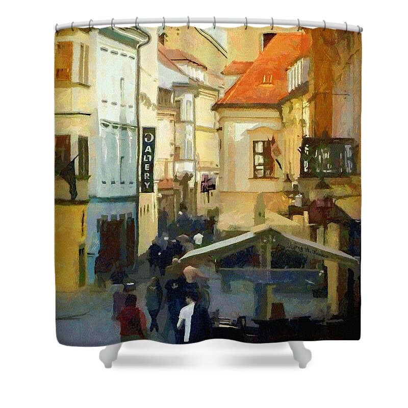 Old Town Shower Curtain featuring the painting Closing Time by Jeffrey Kolker