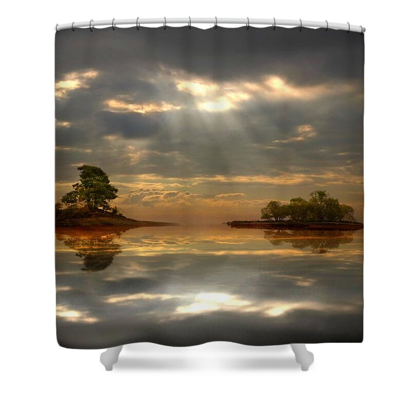 Dreamy Landscape Shower Curtain featuring the digital art Cloudy afternoon by Lilia D