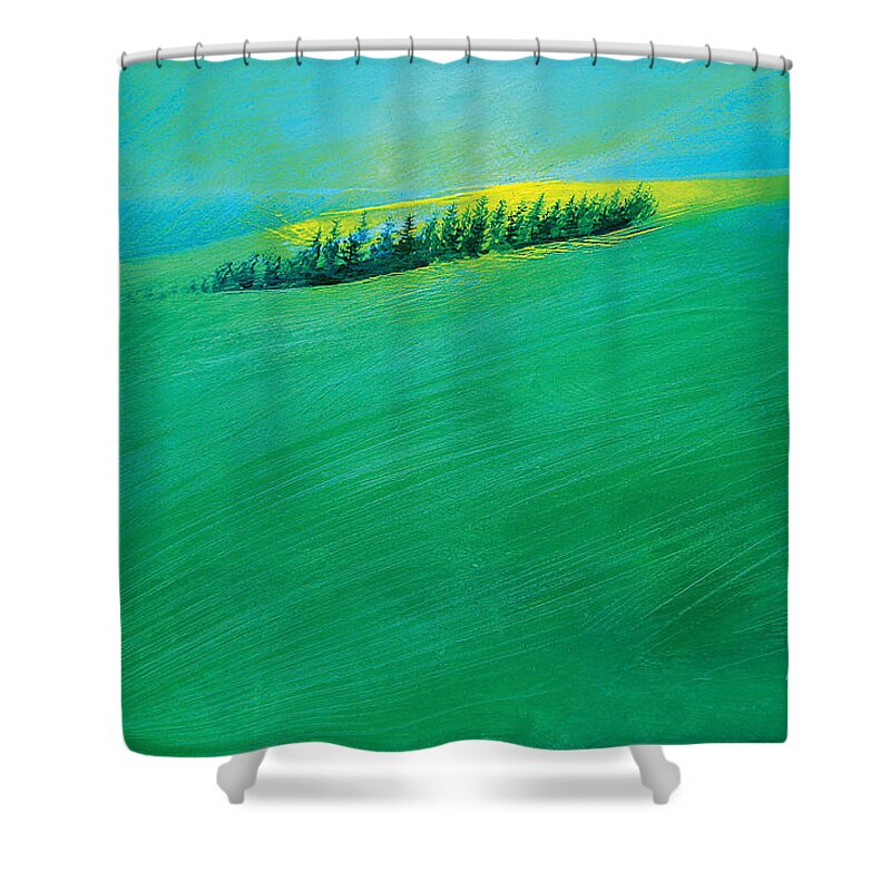 Scenic Shower Curtain featuring the painting Coastal Copse by Neil McBride