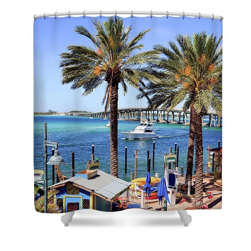 Bay Of Water Shower Curtain featuring the photograph Coastal Waters Around Destin Florida by Ghornephoto