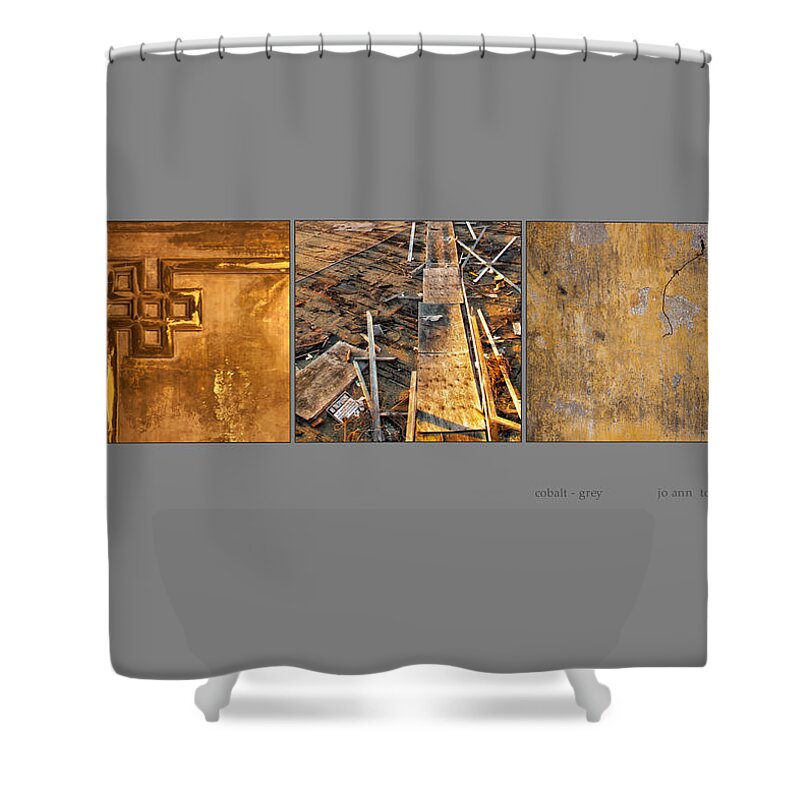 Tryptich Shower Curtain featuring the photograph Cobalt Grey Triptych Image Art by Jo Ann Tomaselli