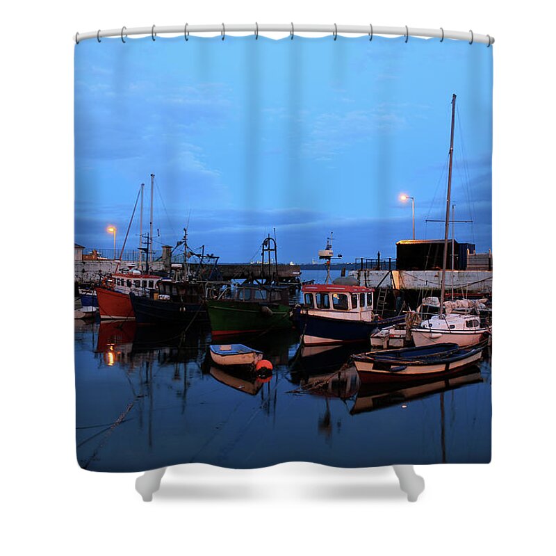 Town Shower Curtain featuring the photograph Cobh Harbour At Dusk by Rachele Rossi