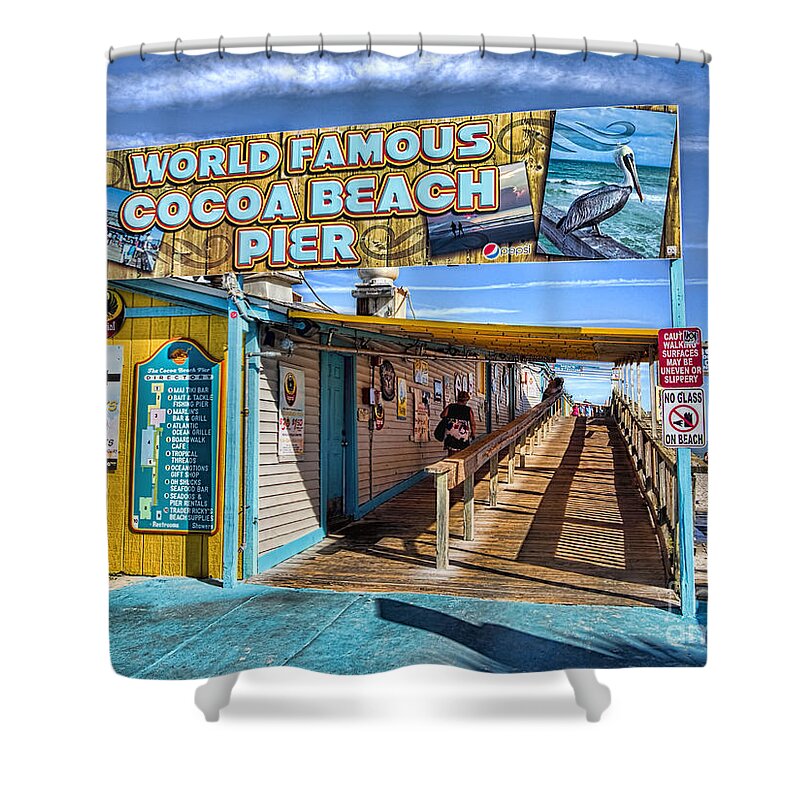 Beach Shower Curtain featuring the photograph Cocoa Beach Pier in Florida by David Smith