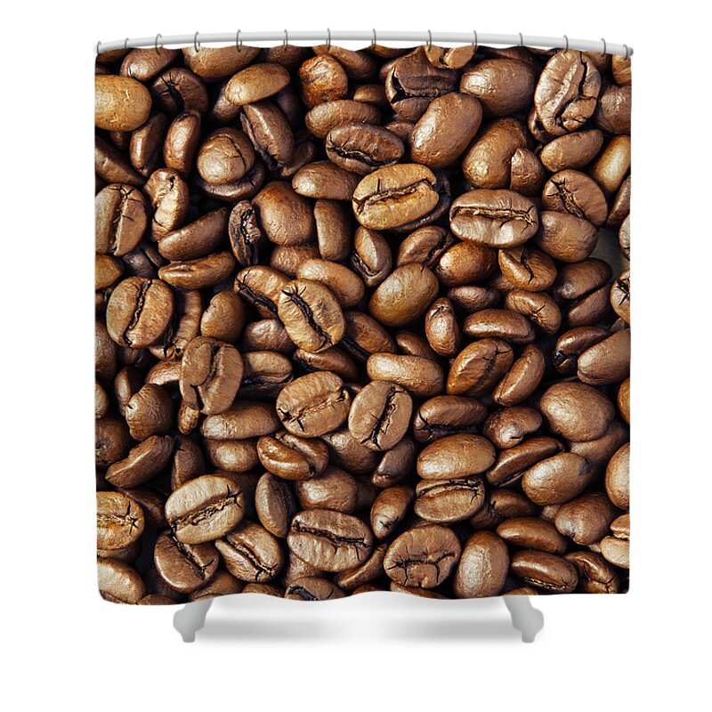Bean Shower Curtain featuring the photograph Coffee beans by Les Cunliffe
