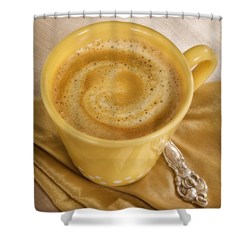 Coffee Shower Curtain featuring the photograph Coffee in Yellow by Iris Richardson