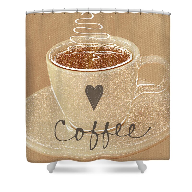 Coffee Shower Curtain featuring the painting Coffee Love in Mocha by Linda Woods