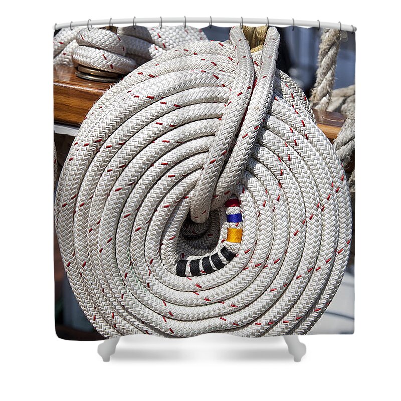 Rope Shower Curtain featuring the photograph Coiled Rope by Liz Leyden