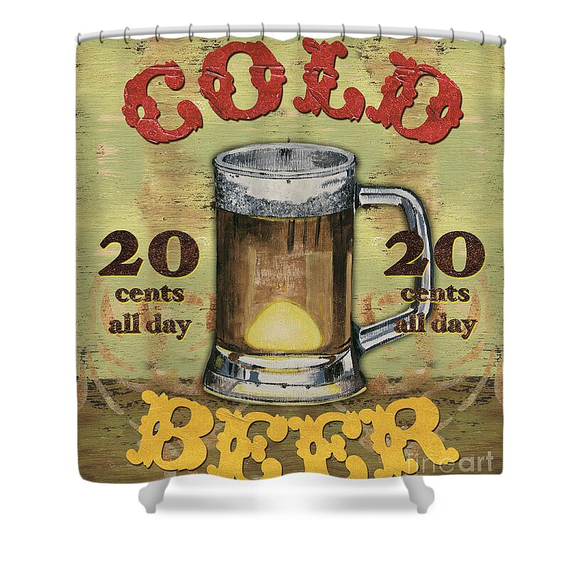Food Shower Curtain featuring the painting Cold Beer by Debbie DeWitt