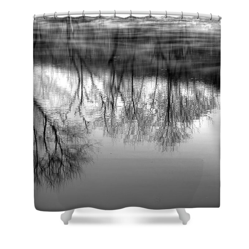 River Monochrome Shower Curtain featuring the photograph Cold Reflection by Michael Eingle