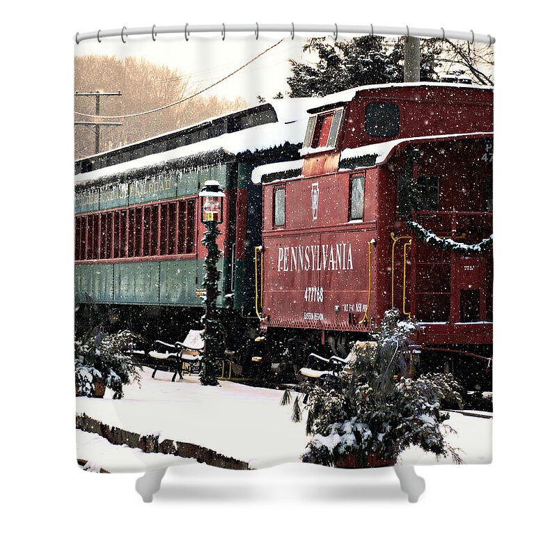 Colebrookdale Railroad Shower Curtain featuring the photograph Colebrookdale Railroad in Winter by Dark Whimsy