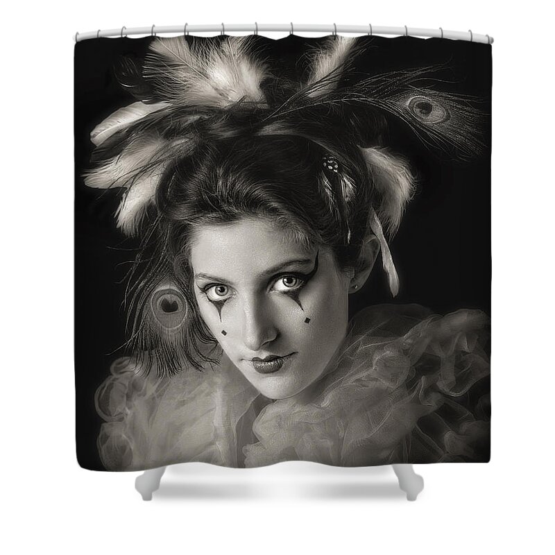 Clown Shower Curtain featuring the photograph Colombina by Endre Balogh
