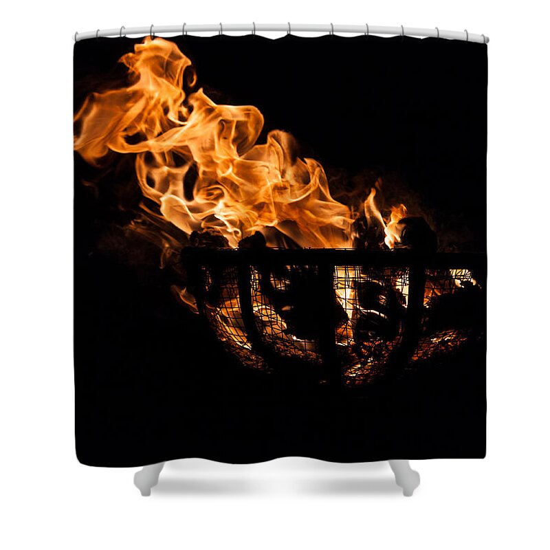 Fire Basket Shower Curtain featuring the photograph Fire Cresset Two by Jerry Gammon