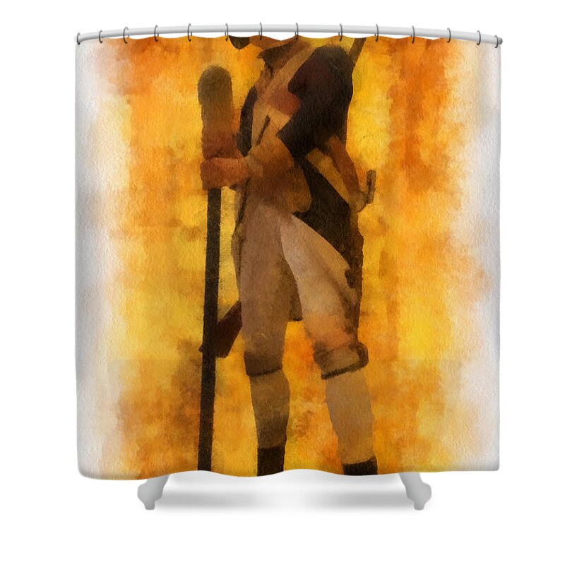 Soldier Shower Curtain featuring the photograph Colonial Soldier Photo Art by Thomas Woolworth