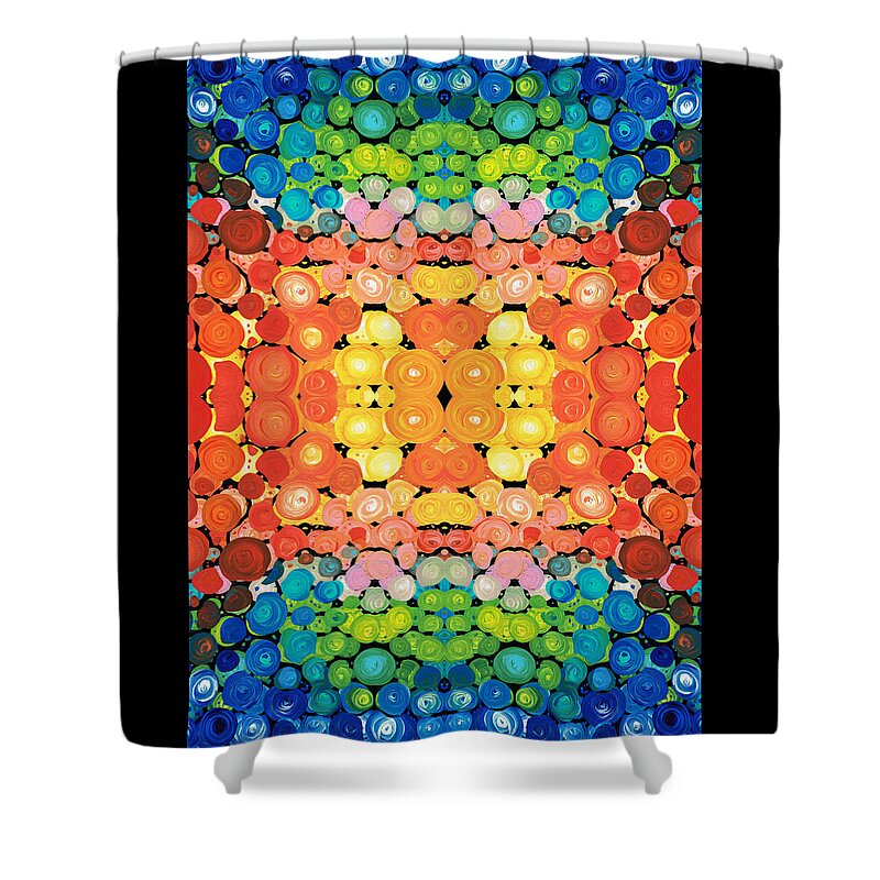 Colorful Shower Curtain featuring the painting Color Revival - Abstract Art By Sharon Cummings by Sharon Cummings