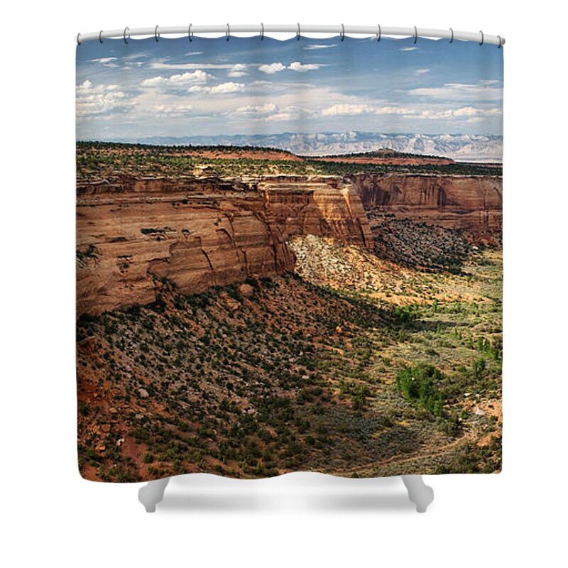 Colorado National Monument Shower Curtain featuring the photograph Colorado National Monument Pano by Ronda Kimbrow