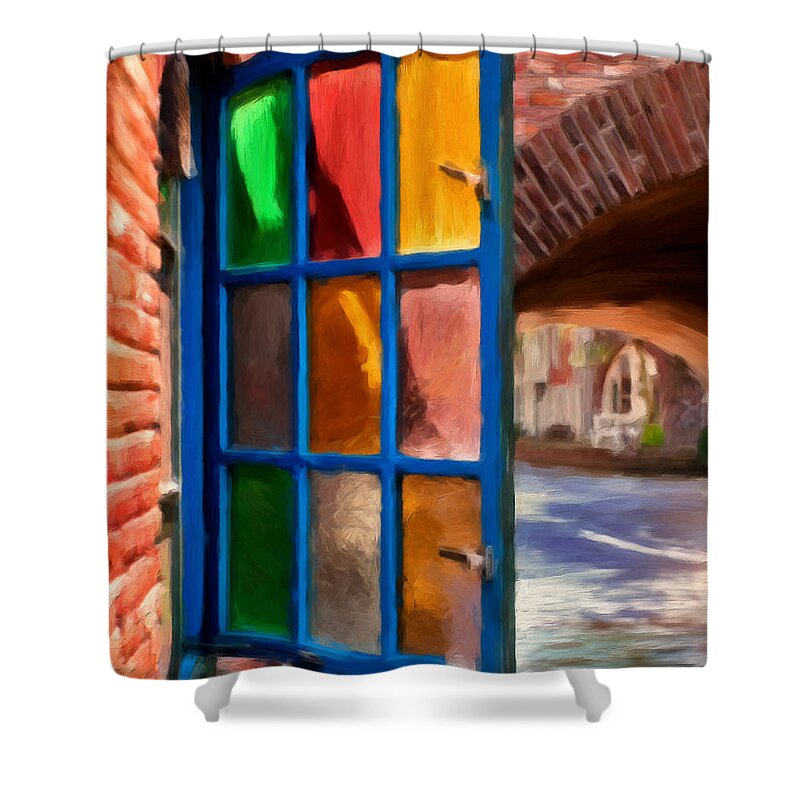 Stained Glass Shower Curtain featuring the painting Colored light by Michael Pickett
