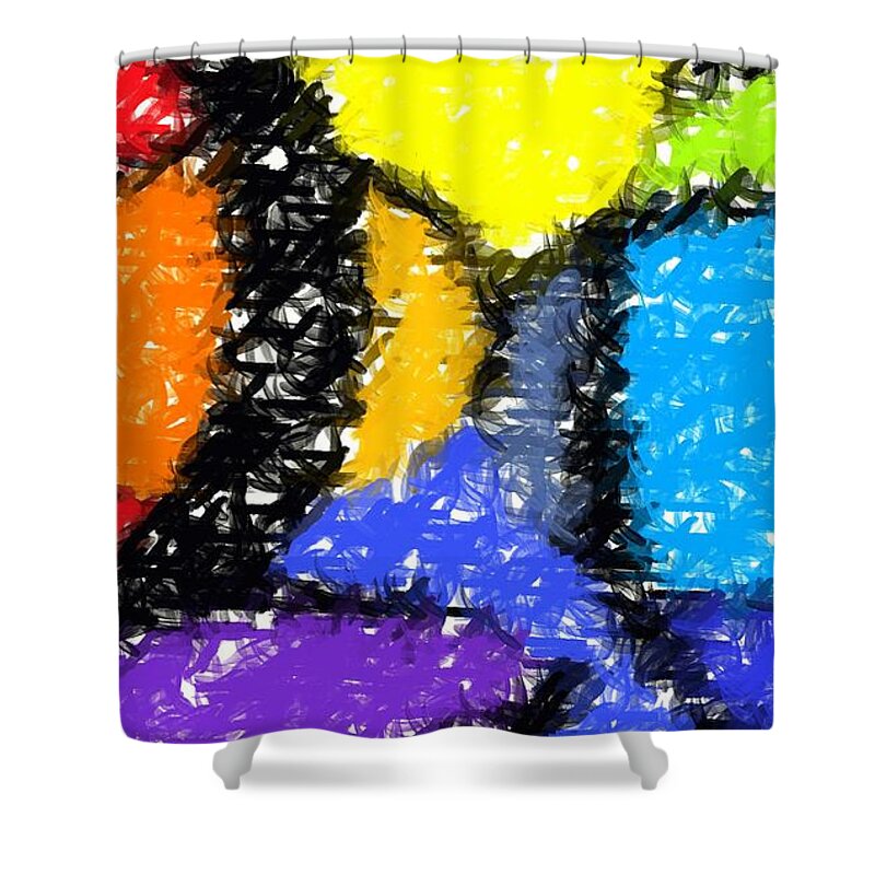 Abstract Shower Curtain featuring the digital art Colorful Abstract 3 by Chris Butler