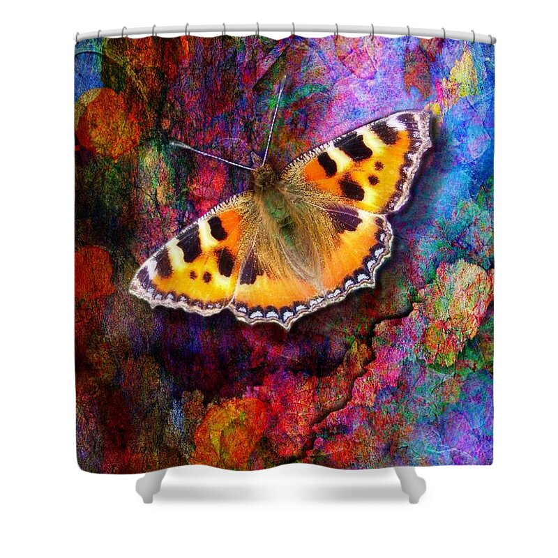 Colorful Shower Curtain featuring the digital art Colorful butterfly by Lilia S
