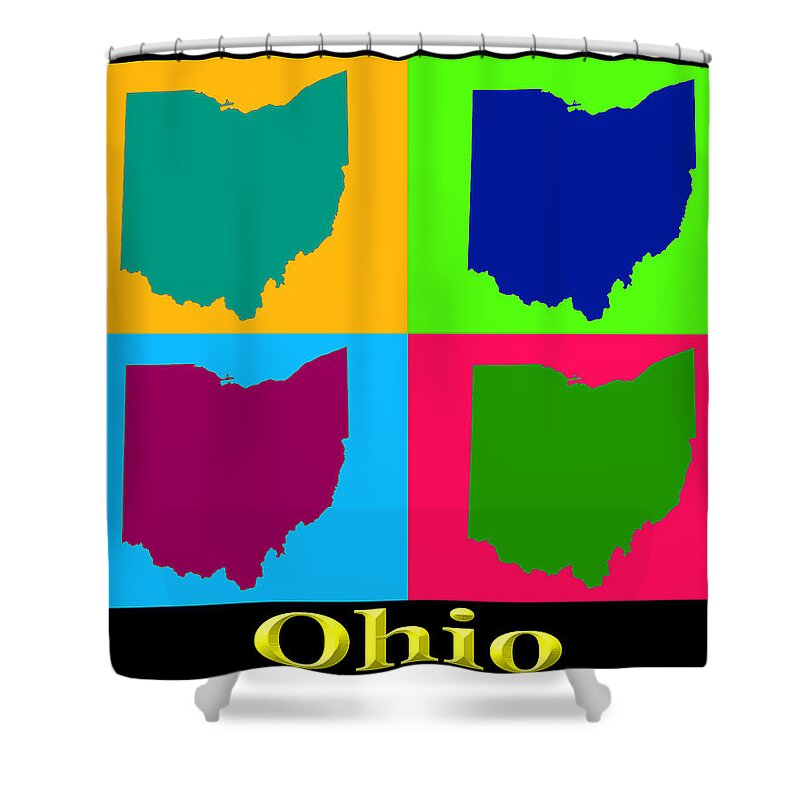 Ohio Shower Curtain featuring the photograph Colorful Ohio State Pop Art Map by Keith Webber Jr