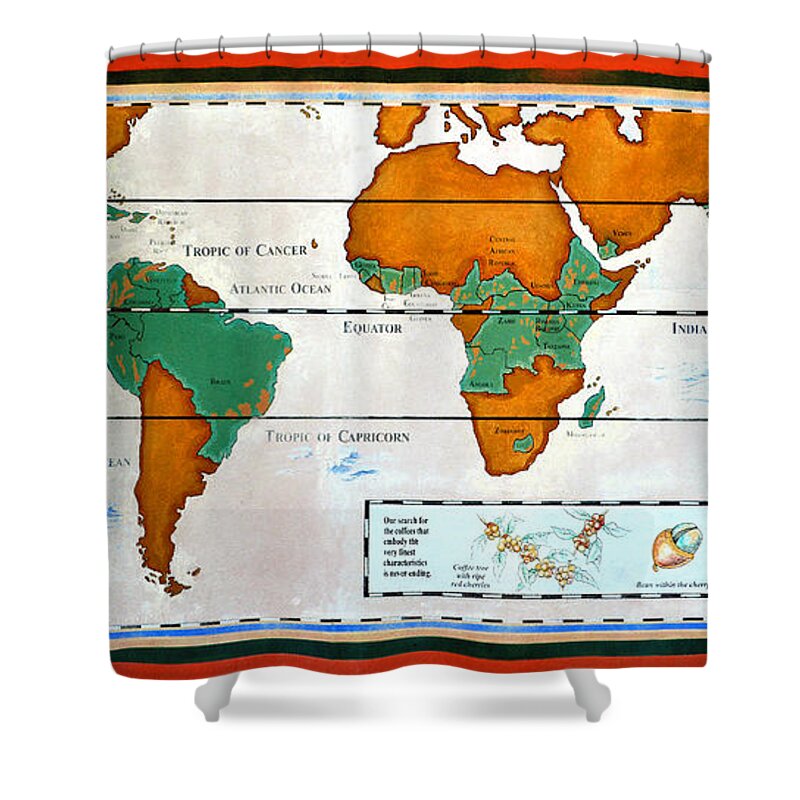 Fine Art Photography Shower Curtain featuring the photograph Colorful World Map of Coffee by David Lee Thompson