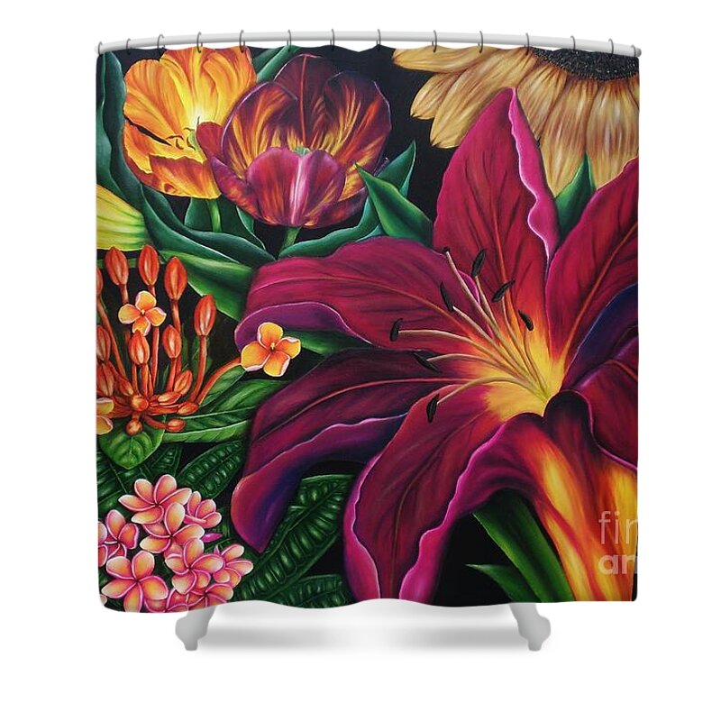 Flower Shower Curtain featuring the painting Colors Garden by Paula Ludovino