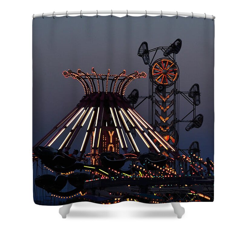 Amusement Park Shower Curtain featuring the photograph Colors of the Fair 2 by Kae Cheatham