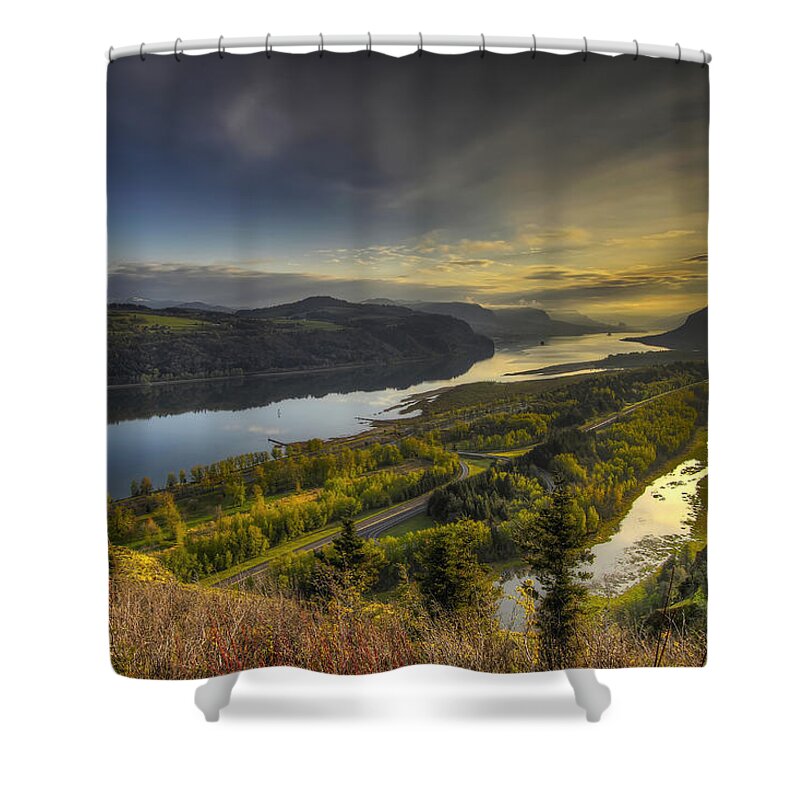 Columbia Shower Curtain featuring the photograph Columbia River Gorge at Sunrise by David Gn