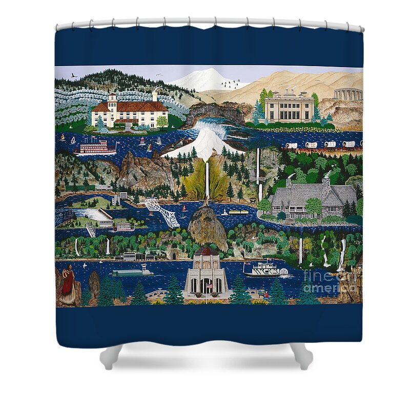 Washington Shower Curtain featuring the painting Columbia River Gorge by Jennifer Lake