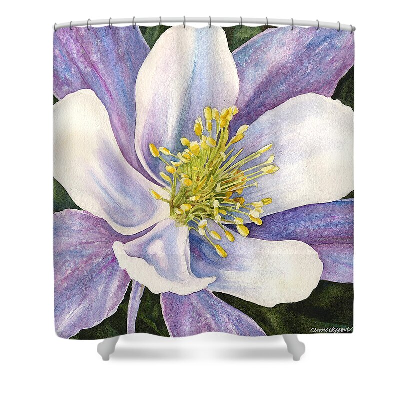 Columbine Painting Shower Curtain featuring the painting Columbine Closeup by Anne Gifford