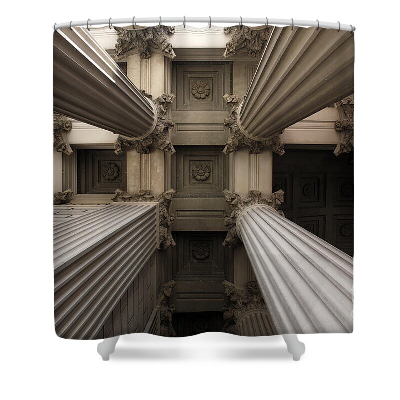 Architecture Shower Curtain featuring the photograph Columns at the National Archives in Washington DC by William Kuta