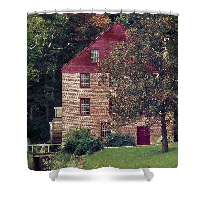 Colvin Run Mill Shower Curtain featuring the photograph Colvin Run Mill by Greg Reed