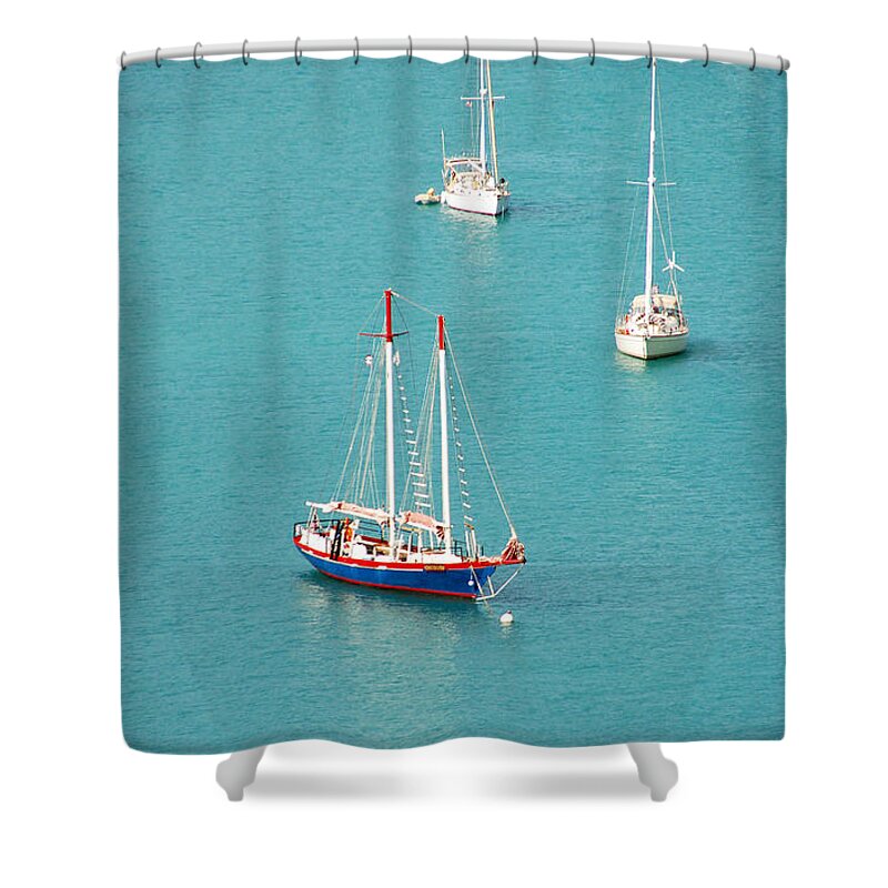  Sailboat Seascape St Thomas Shower Curtain featuring the photograph Come Sail with Me by Aimee L Maher ALM GALLERY