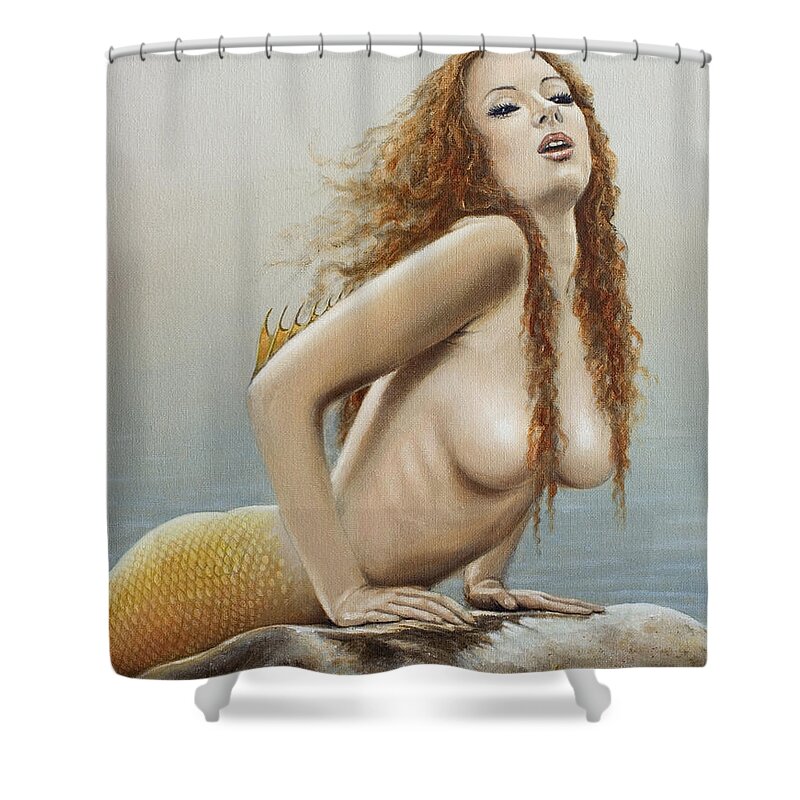Seahorse Shower Curtain featuring the painting Come with me by John Silver