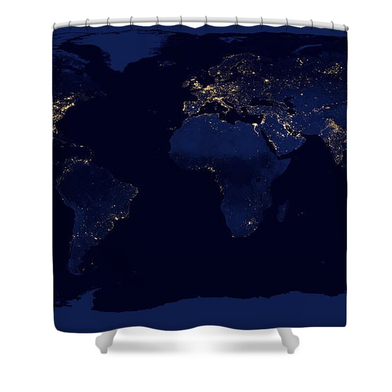 Composite Map Of The World Shower Curtain featuring the digital art Composite map of the world by Georgia Clare