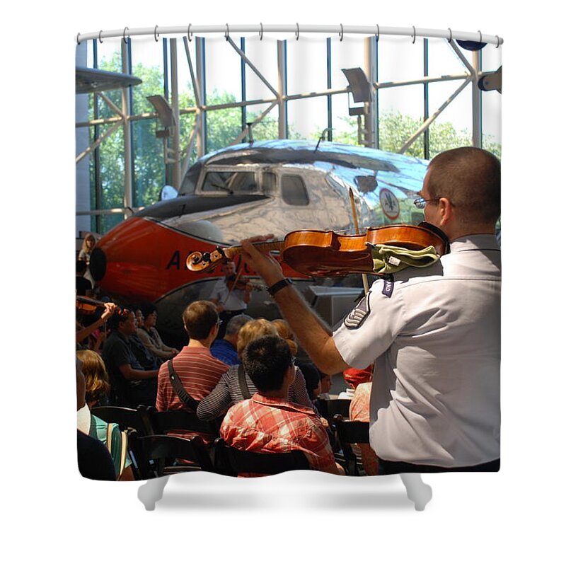 Air And Space Museum Shower Curtain featuring the photograph Concert Under the Planes by Kenny Glover