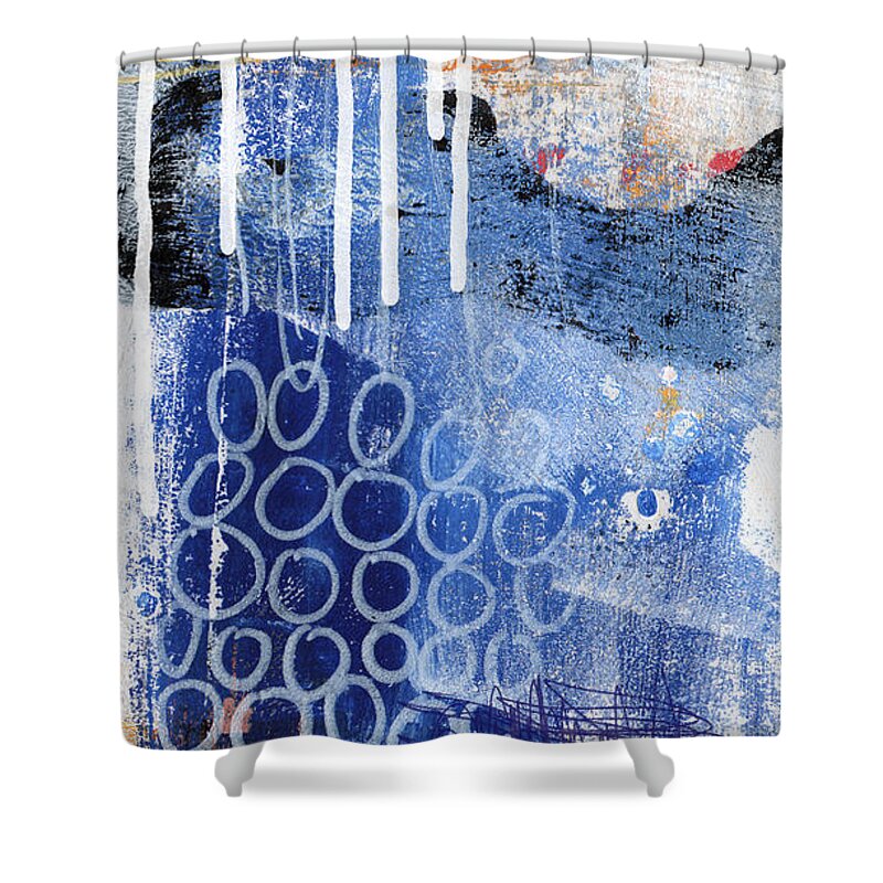 Abstract Painting Shower Curtain featuring the painting Concerto Two- colorful abstract art by Linda Woods