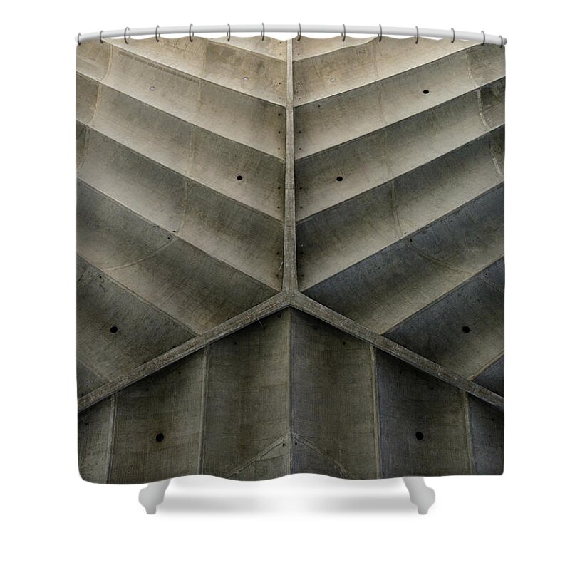 Shadow Shower Curtain featuring the photograph Concrete Fishbone Or Leaf Design by Olrat