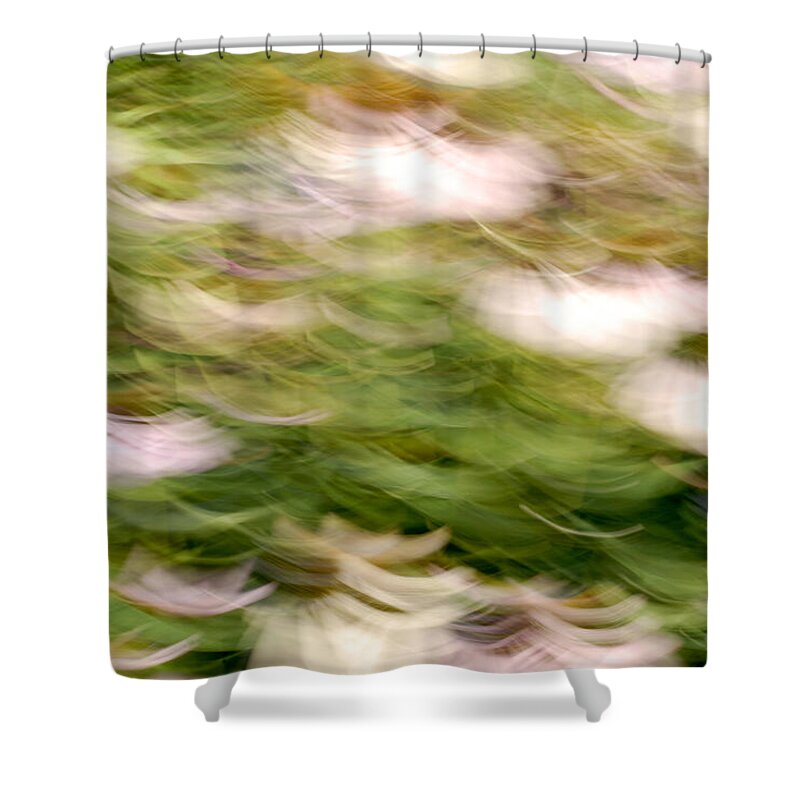 Blurred Motion Shower Curtain featuring the photograph ConeFlowers in the Breeze by Paul W Faust - Impressions of Light