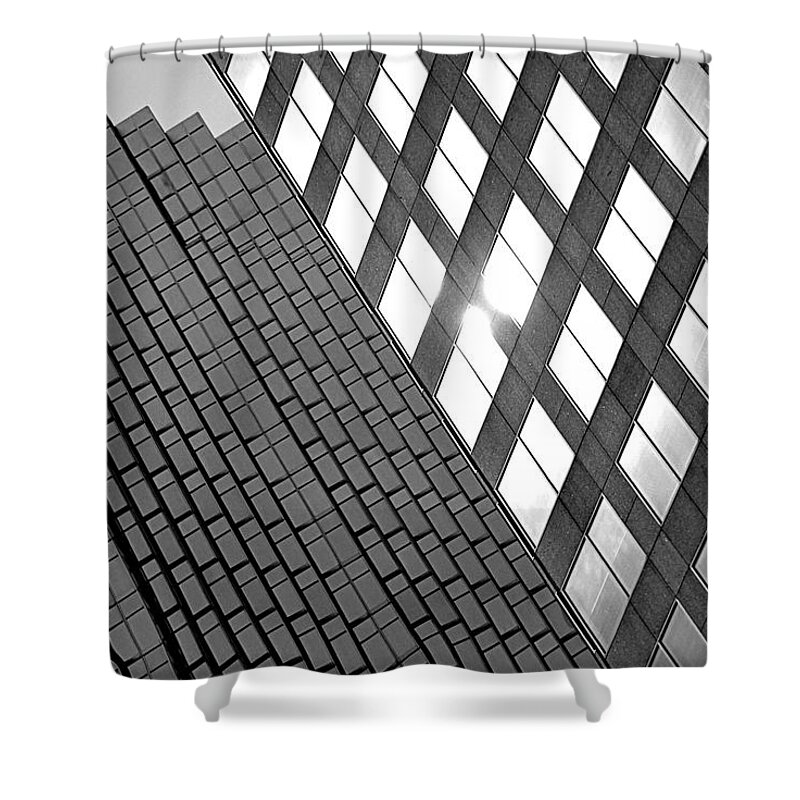Black And White Shower Curtain featuring the photograph Contrasting Architecture by Valentino Visentini
