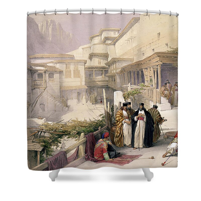 Courtyard Shower Curtain featuring the drawing Convent Of St. Catherine, Mount Sinai by David Roberts