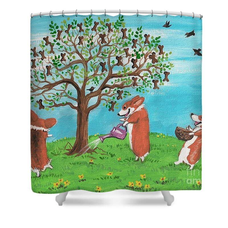 Painting Shower Curtain featuring the painting Cookie Tree by Margaryta Yermolayeva