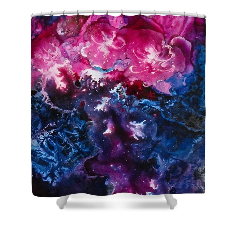 Blooms Shower Curtain featuring the painting Cool Blooms by Janice Nabors Raiteri