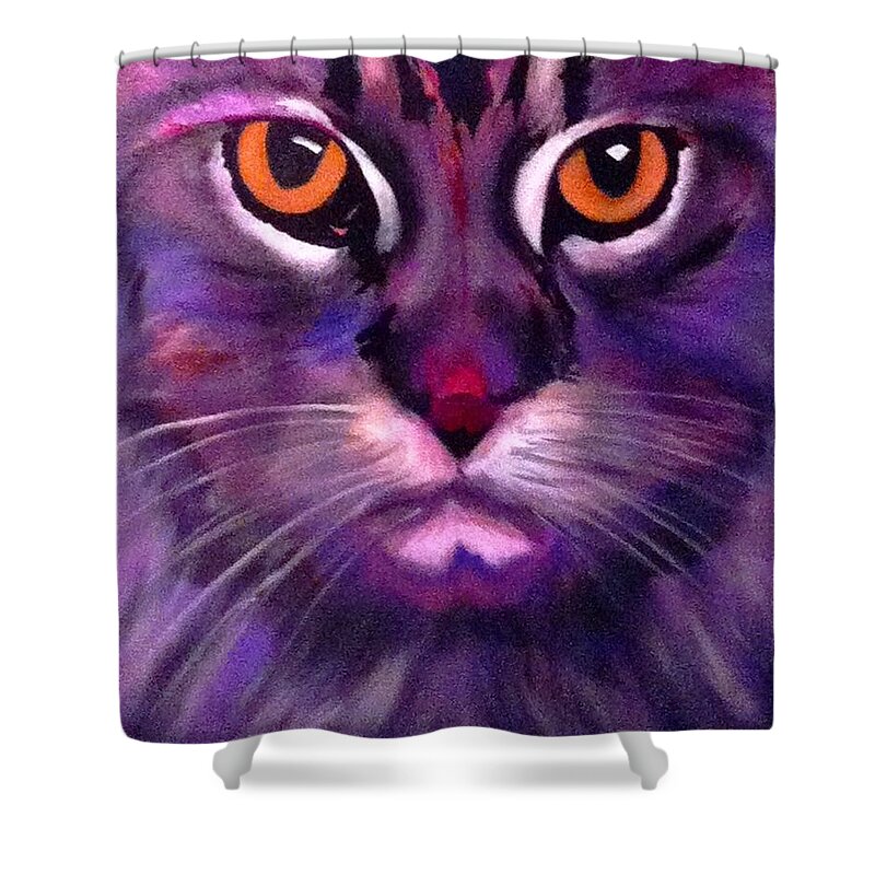 Cat Shower Curtain featuring the painting Cool Maine Coon by Bill Manson