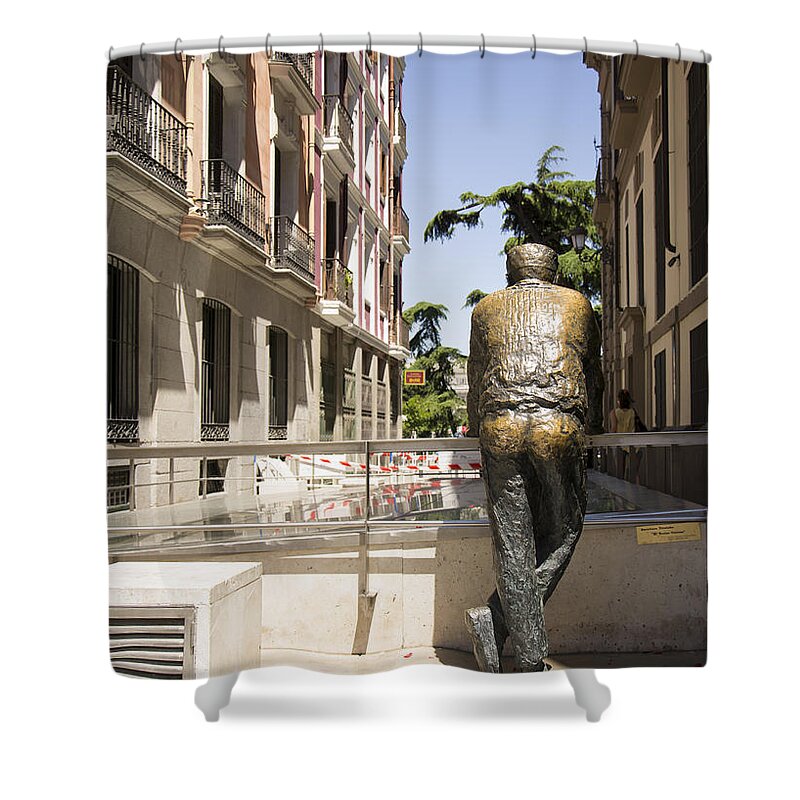 Statue Shower Curtain featuring the photograph Copper statue en Madrid by Stefano Piccini