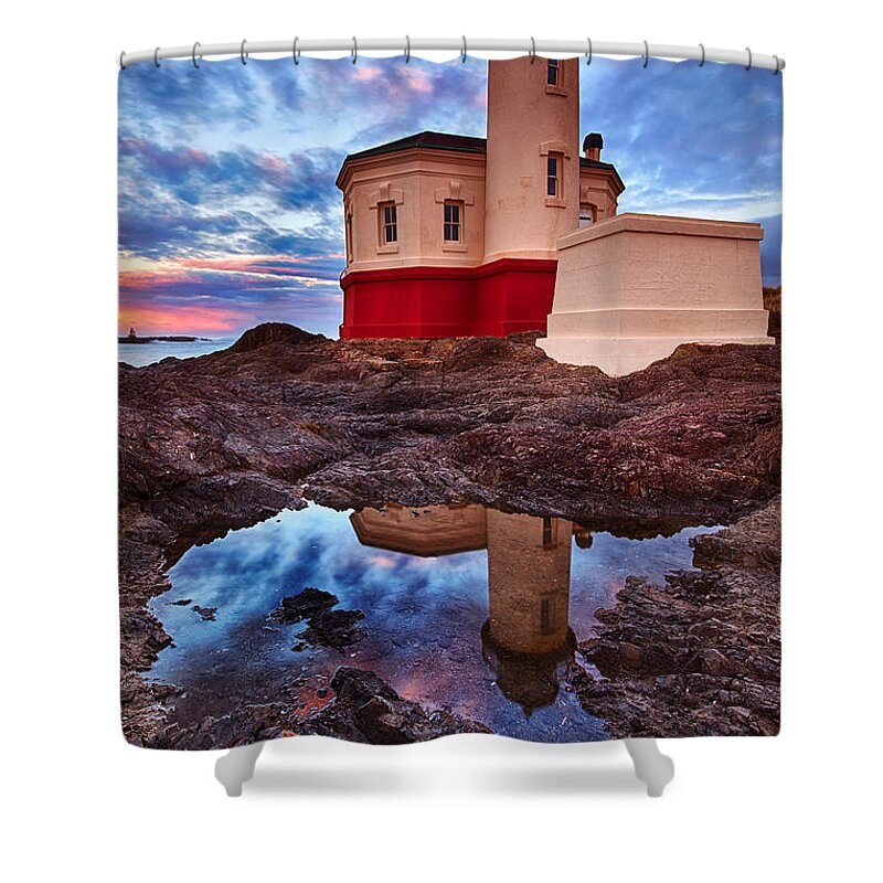 Lighthouse Shower Curtain featuring the photograph Coquille Rising by Darren White