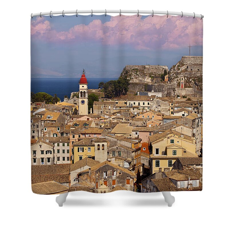 Greek Orthodox Church Shower Curtain featuring the photograph Corfu Town by Brian Jannsen