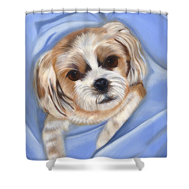 Pets Shower Curtain featuring the painting Corky by Kathie Camara