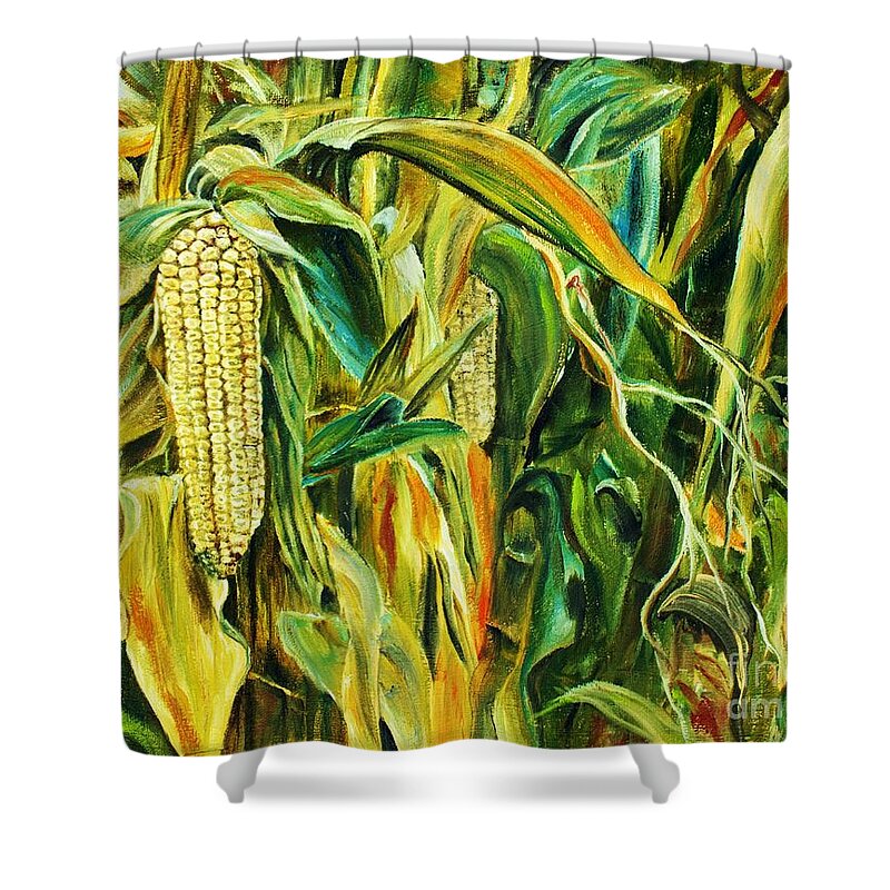 Corn Shower Curtain featuring the painting Spirit of the Corn by AMD Dickinson