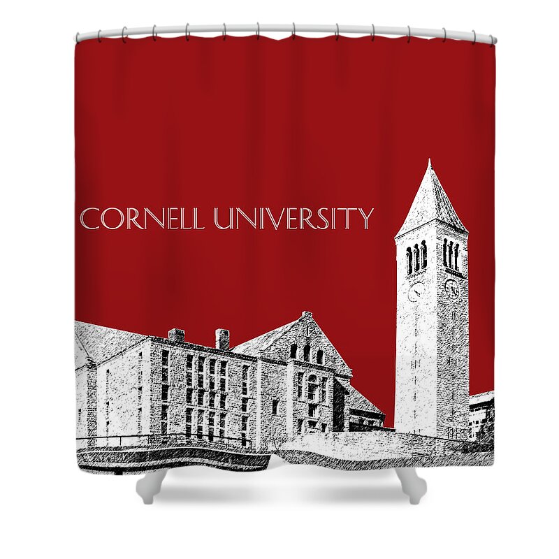 University Shower Curtain featuring the digital art Cornell University - Dark Red by DB Artist